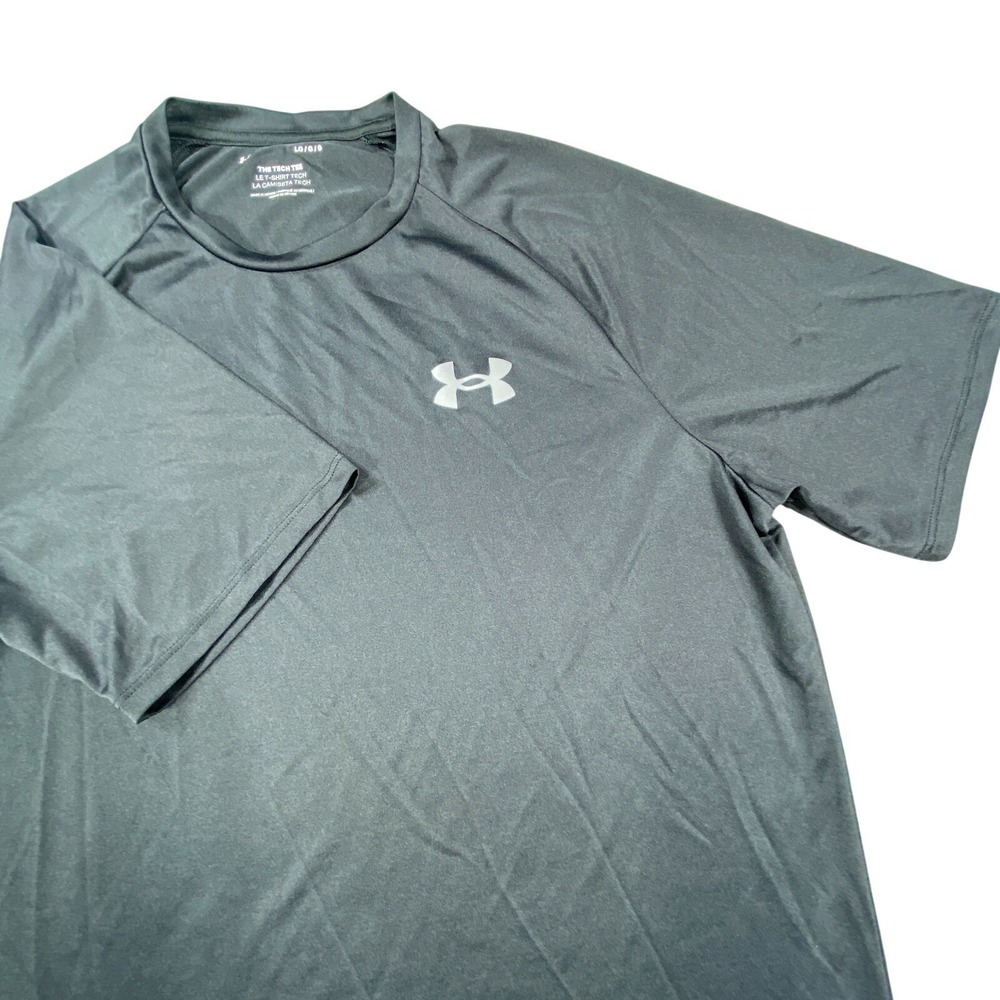 Under Armour Shirt Mens Large Black Short Sleeve Tech Tee Casual Active Gym Yoga
